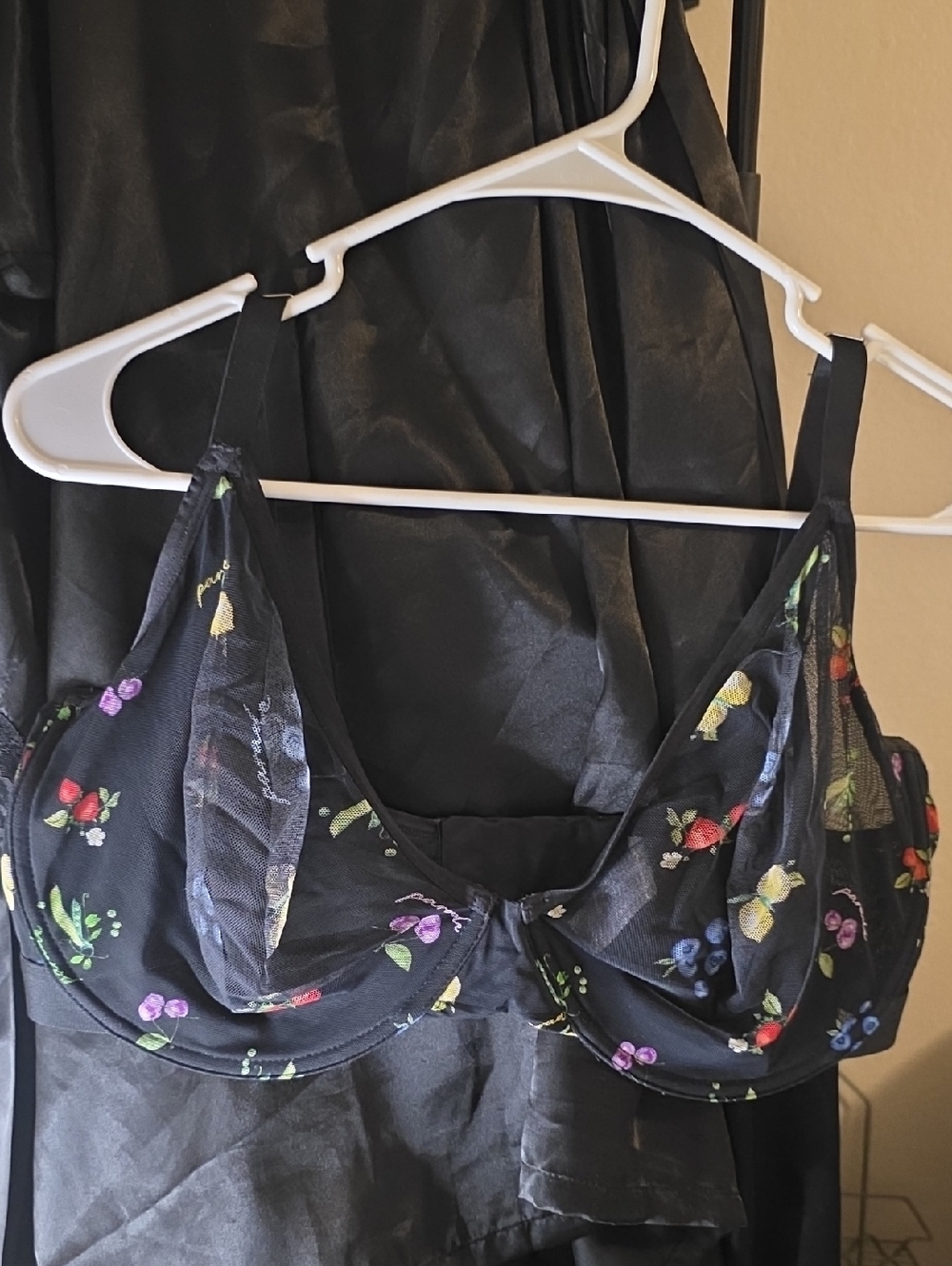 Black Floral Sheer Underwire Bra